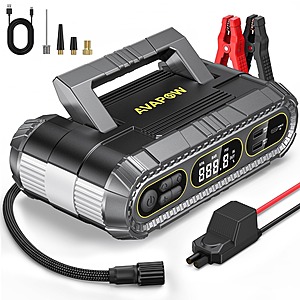 AVAPOW 2000A 12V 16,000mAh Portable Car Jump Starter w/ 150 PSI Compressor $29 + Free Shipping