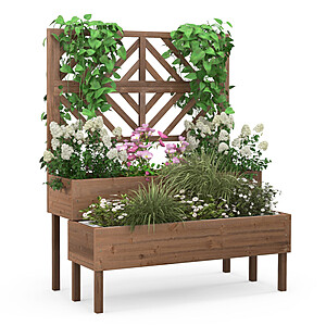 Costway 2-Tier Raised Garden Bed w/ Trellis $63 + Free S&H