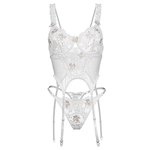 Avidlove 3-Piece Embroidered Lace Lingerie Set w/ Underwire Corset, Panty & Garter Belt (Various Sizes/Colors) $5.49 + Free Shipping w/ Prime or on $35+