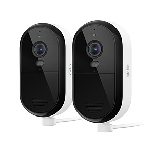 2-Pack Arlo Essential 2K Outdoor Wired Security Camera w/ Person Detection, Package Alert & Color Night Vision