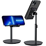 $6.59 KTRIO Adjustable Cell Phone Stand for Desk, Foldable Phone Holder Compatible with iPhone 13 Pro Max 11 12 XR 8 7 SE, Pad, Tablet, Smartphone - Black - $6.59 at Amazon