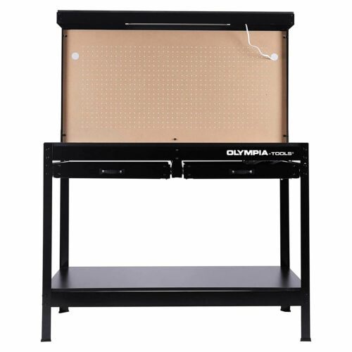 Olympia Tools 47" Steel Workbench w/ Light, Outlets, Pegboard and Storage, Black For $149.99 + FS