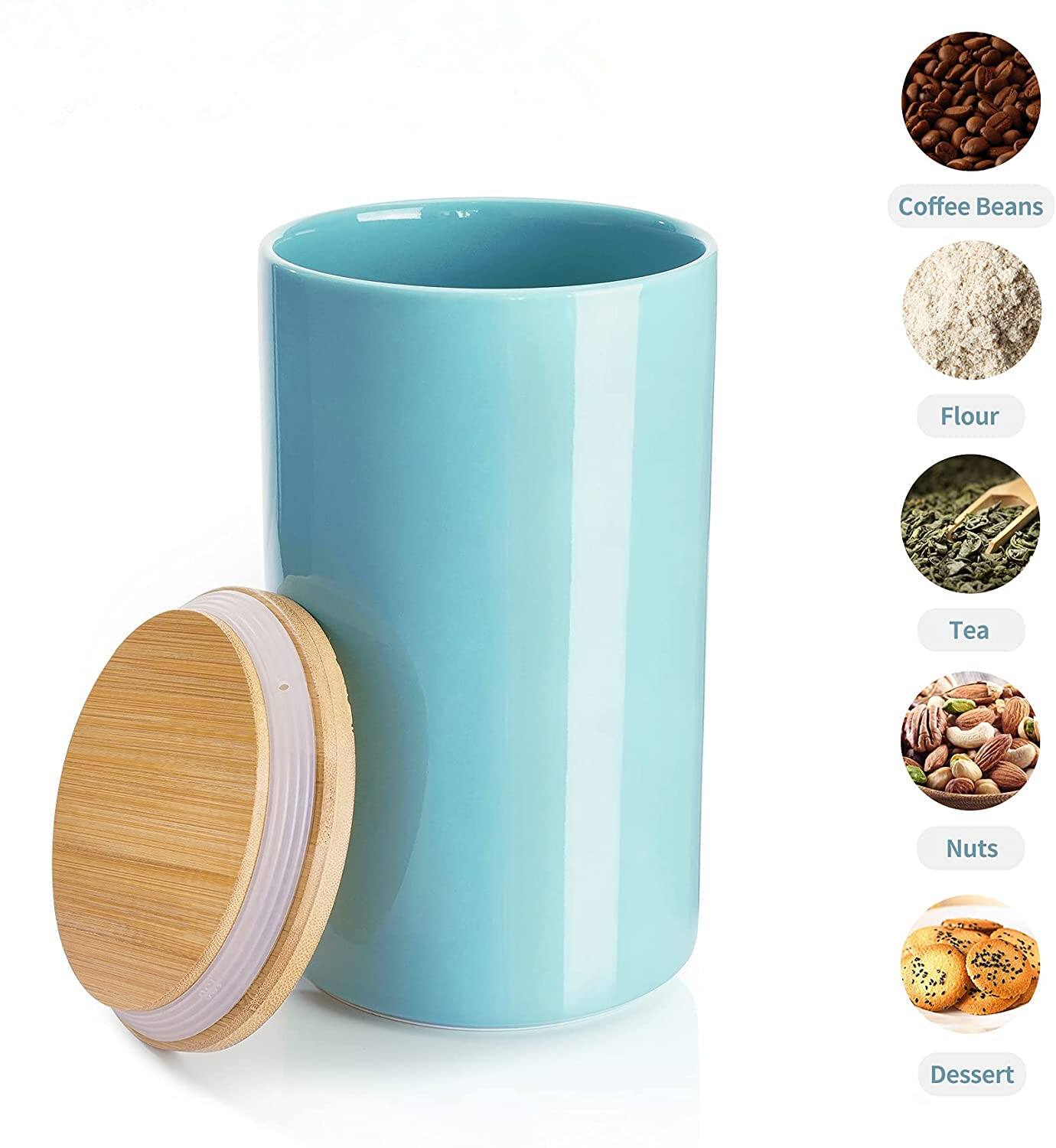 Sweese 65oz/1930ml Porcelain Food Storage Jar with Bamboo Lid (Navy or Turquoise) $14.39