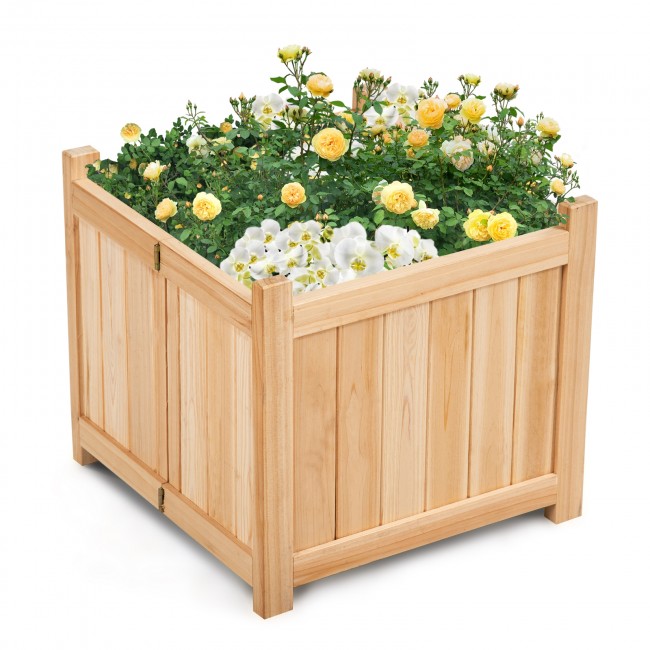 Costway Patio Lawn Folding Garden Square Wood Flower Planter Box $40 + Free Shipping