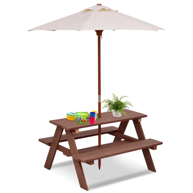 Costway Outdoor 4-Seat Kid's Picnic Table Bench with Umbrella $79.00 + Free Shipping