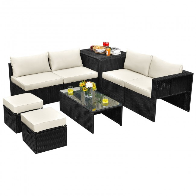 Costway 8 Pieces Patio Rattan Storage Table Furniture Set $669 + Free Shipping