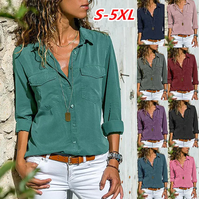 Women's Button Down Long Sleeve Shirts (2Pcs) $17.00 + Free Shipping