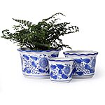 POTEY Blue and White Ceramic Plant Pots set of 3 $19.79 Free Shipping w/ Prime or on orders $25+