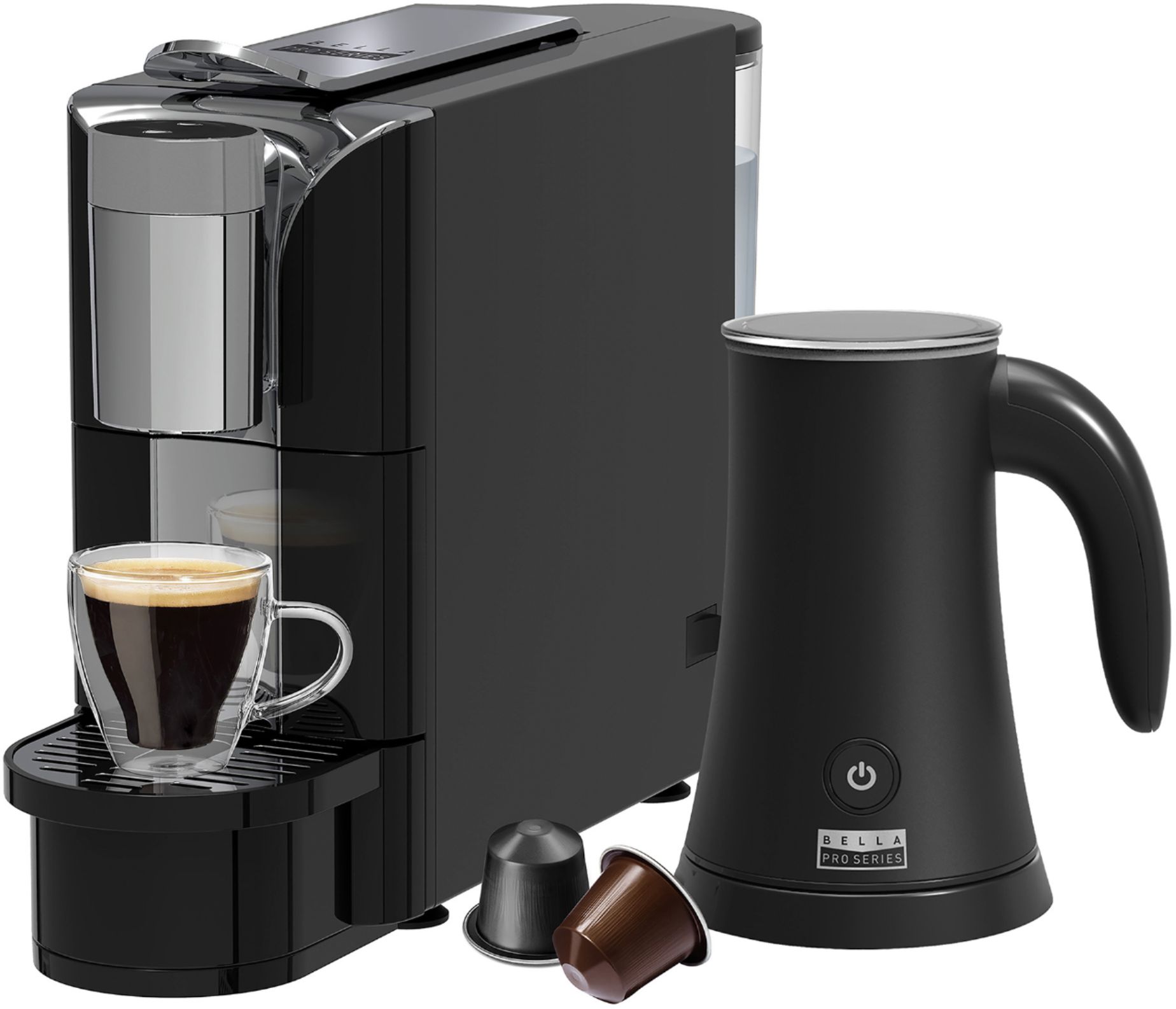 Bella Pro Series Capsule Coffee Maker and Milk Frother Black 90113 - $89.99