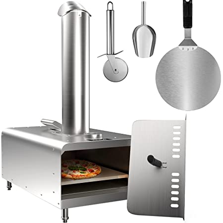 VEVOR Portable Pizza Oven 12", Stainless Steel, Outdoor Pizza Oven, Charcoal & Pellet