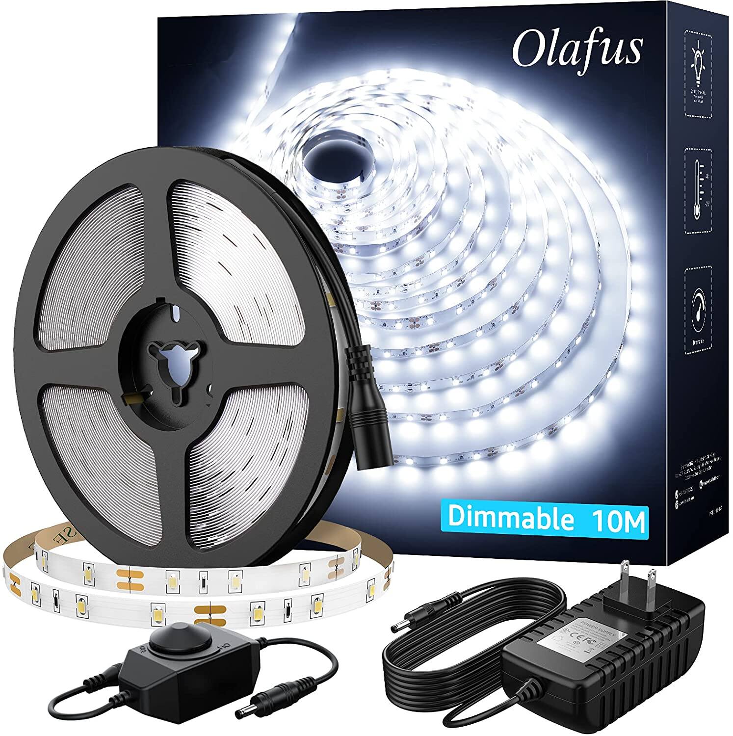 Olafus 32.8ft Dimmable White LED Strip Lights  - $13.19 +FS
