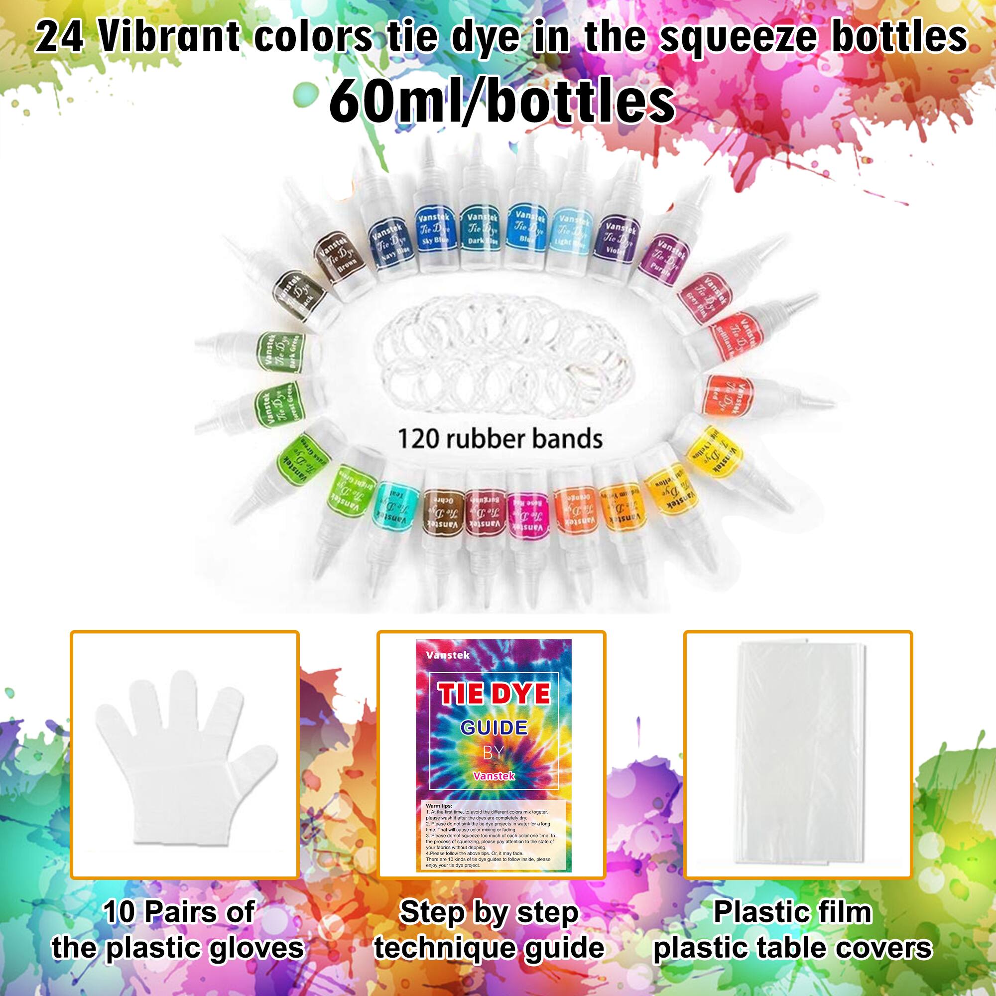 Vanstek 24 Colors Tie Dye DIY Kit $9.69 + Free shipping w/ Prime or $25+