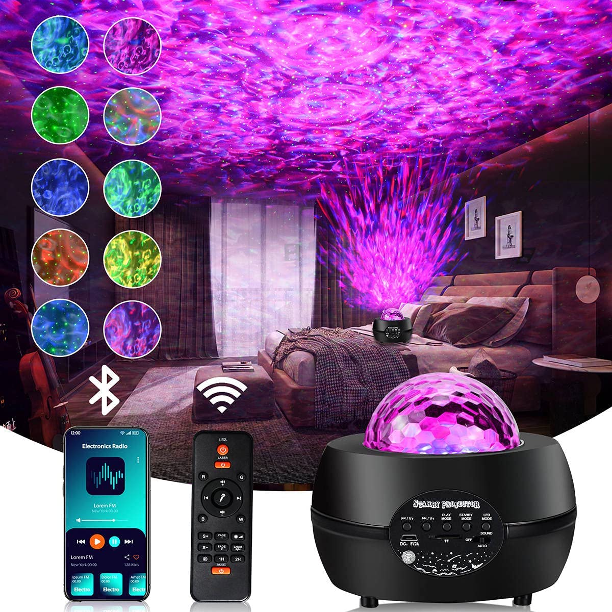 Romwish Remote Control Star Projector Night Light with Bluetooth Speaker - $12.99 + Free Shipping