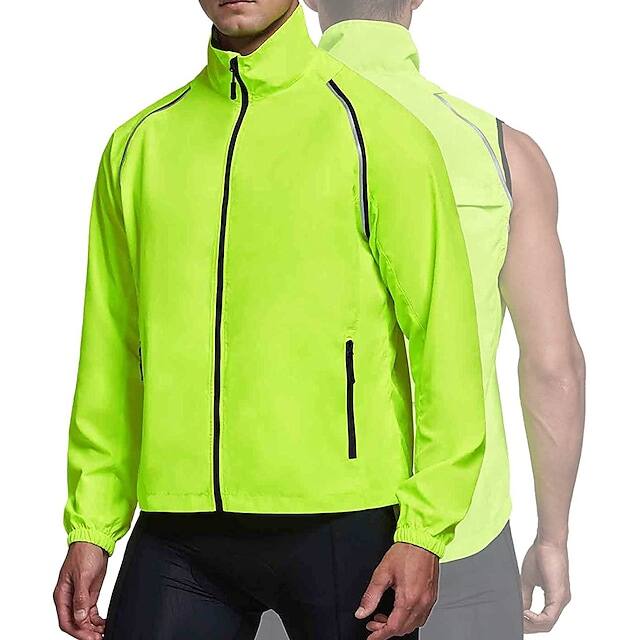 Clearance: Any 2Pcs Men's Cycling Jacket Zip Off Sleeves Running Vest Lightweight Quick Dry Sports Outdoor Coats (Various Colors) $18.50+Free Shipping