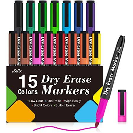 Lelix 15 Colors Magnetic Dry Erase Markers Fine Point with Eraser  $4.39 + Free shipping w/ Prime or $25+