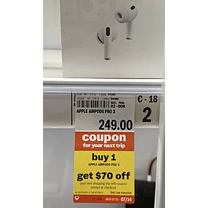 Apple Airpods Pro 3 + $70 Meijer Gift Card $249