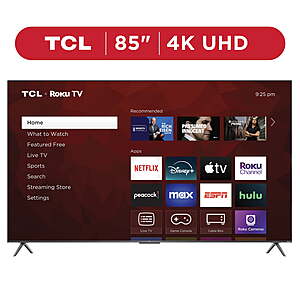 TCL 85” Class S4 4K UHD HDR LED Smart TV with Roku TV $598