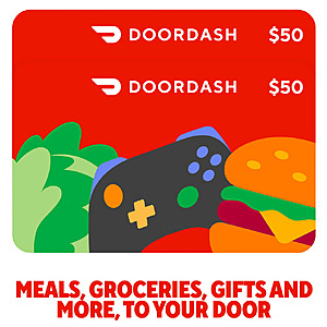 DoorDash & Uber Eats - Two $50 eGift Cards for $80