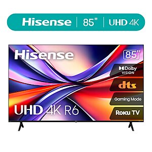 Hisense 85" Class 4K UHD LED LCD Roku Smart TV HDR R6 Series (2026) $658
