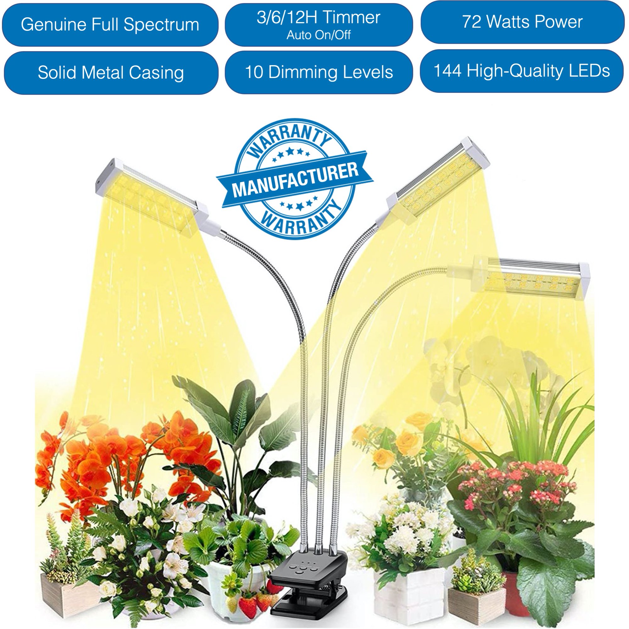 Grow Lights for Indoor Plants, 72W Full Spectrum adjustable（free shipping） $27.99