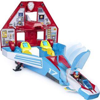 $59.99 - Paw Patrol 6053097 Super Paws 2 in 1 Deluxe Transforming Mighty Pups Jet Command Center with Lights and Sounds and Exclusive Ryder Figure, Multicolor + FS