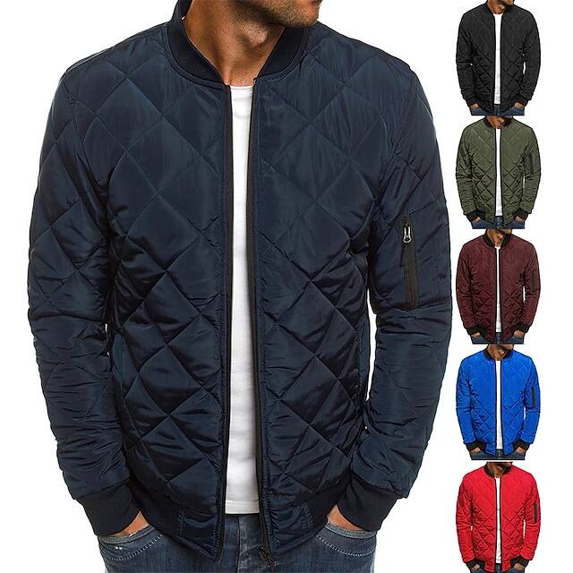 2Pcs Men's Diamond Padded Bomber Quilted Jacket Warm Outwear (Various Colors) $35+Free Shipping