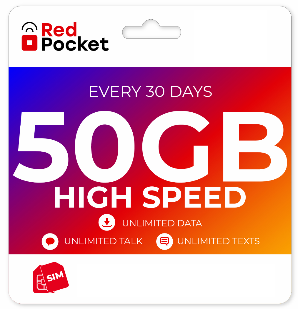 Red Pocket 360-Day Plan: Unlimited Talk, Text, & Data with 50GB @ 5G/mo ($33.25/mo) $399
