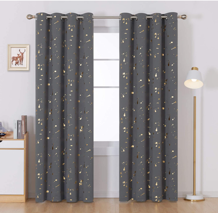 Deconovo Gold/Silver Foil Printed Blackout Curtains with Dots Pattern 2 Panels (various sizes) -$9.18~$12.92 + Free Shipping w/ Prime
