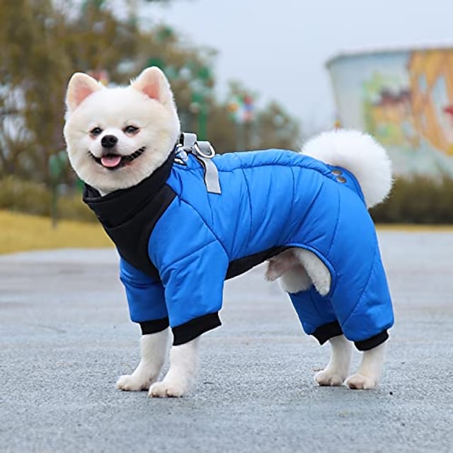 Warm Cotton Lined Dog Coat Waterproof Reflective Costume Puppy Jacket 4-Leg with Built-in Harness (Various Color) From $10.07 + Free Shipping