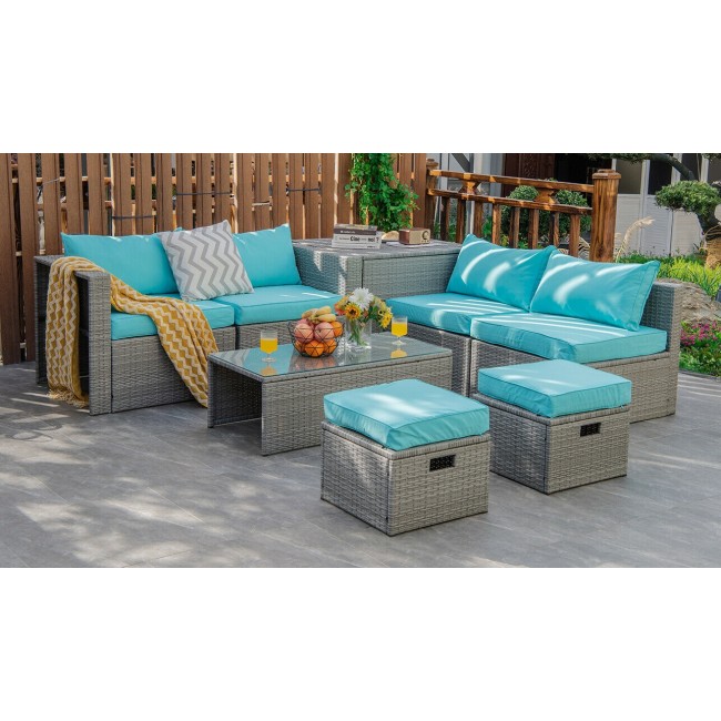 Costway 8 Pieces Patio Rattan Furniture Set with Storage Waterproof Cover and Cushion $619 + Free Shipping