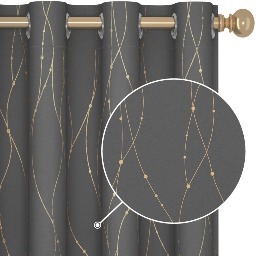 2-PK Deconovo Golden Wave Line and Dots Printed Blackout Curtains -$8.56~$14.07 + Free Shipping w/ Prime