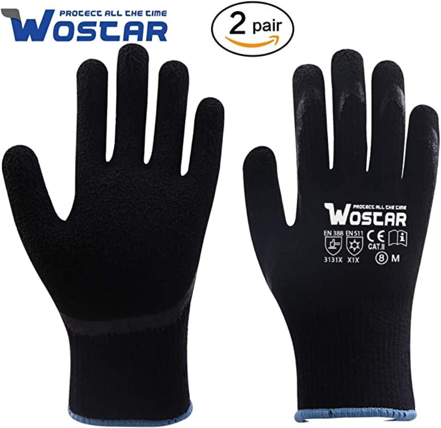 Wostar 2 Pairs Winter Work Gloves (S, M, XL,XXL) 8 + Free Shipping w/ Prime or 25+