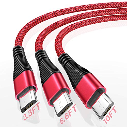 Ainope 3 Pack [10+6.6+3.3ft] Micro USB Fast Charging Cables $6 + Free Ship W/Prime or $25+
