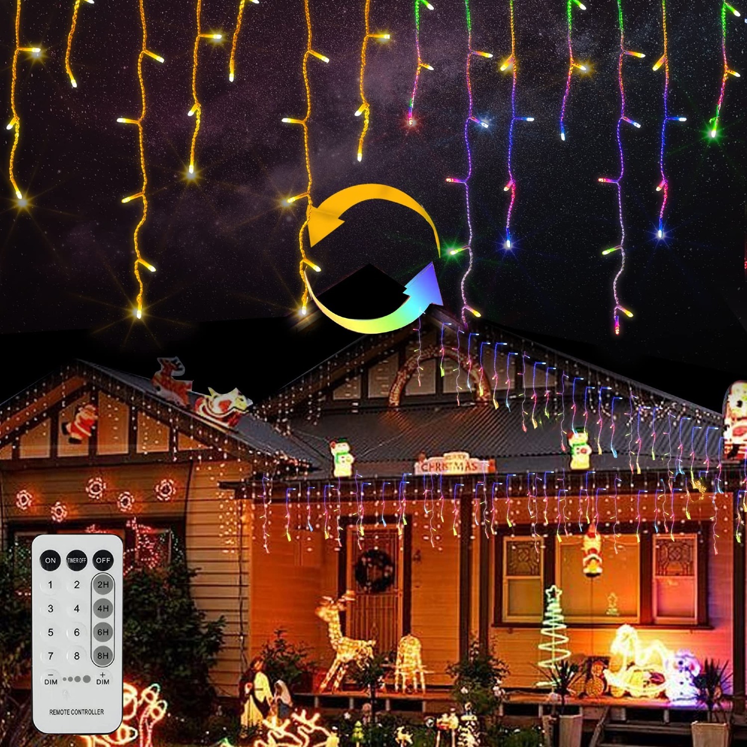 FUNPENY 29.5ft 360 LED Color Changing Christmas Icicle Lights Prime Price $13.50 + Free Shipping w/ Prime or orders