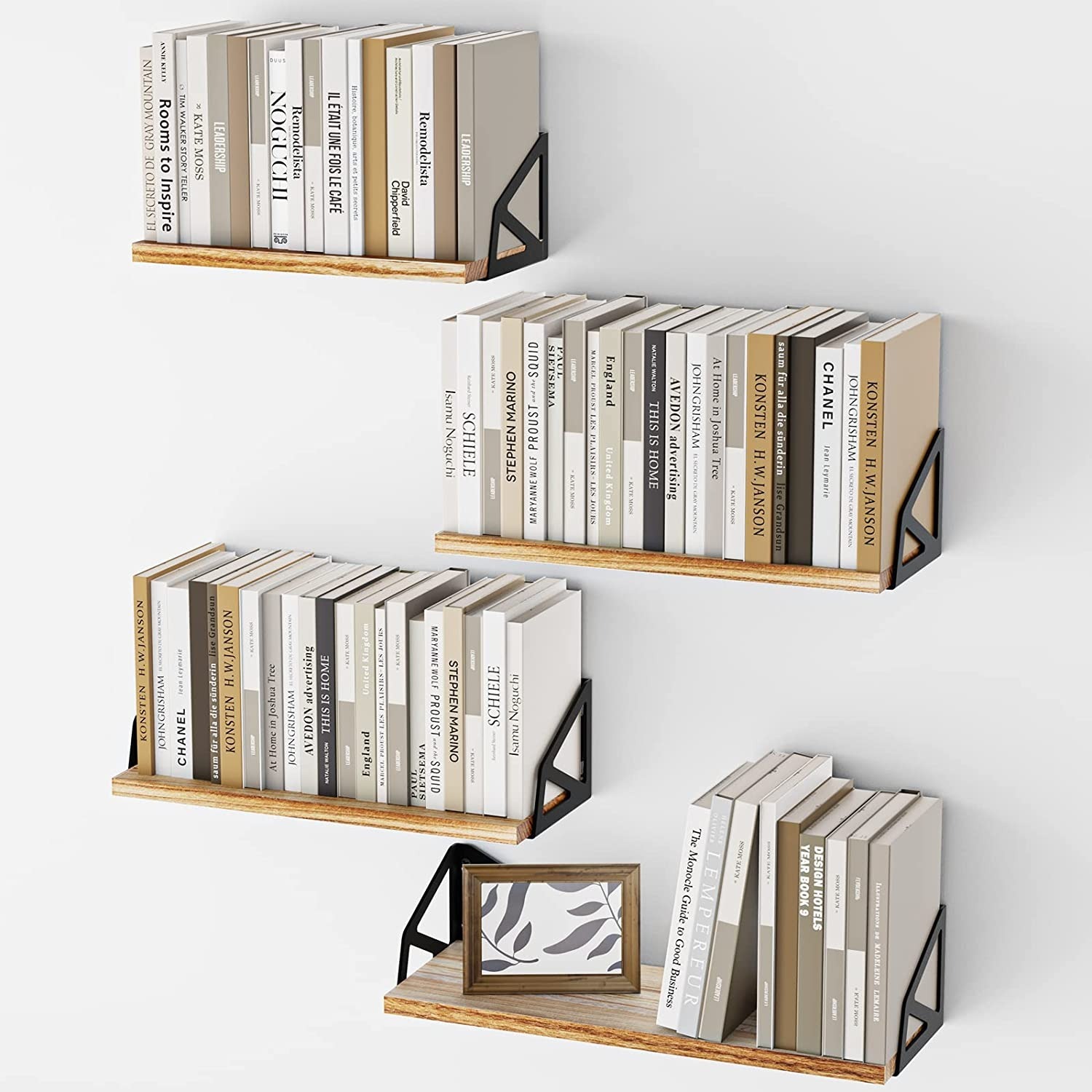 Set of 4 Amada Wood Wall Mounted Shelves (Rustic Brown) 15 + Free S&H