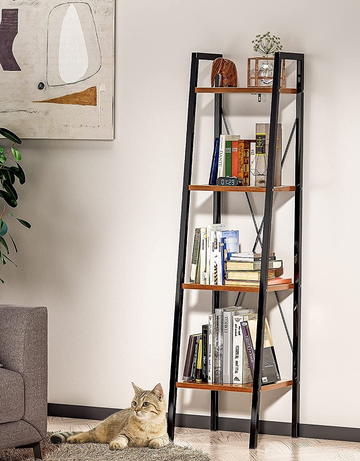 FURNINXS Ladder Shelf Bookcase (13.3" W) $30 + Free Shipping