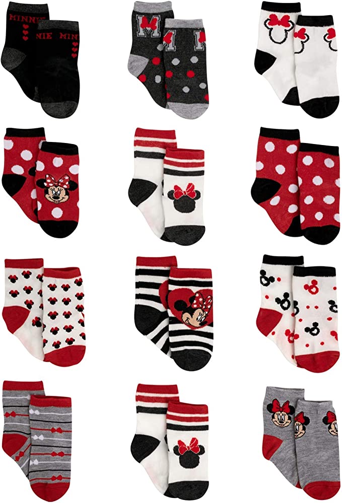 12 Pack- Disney Baby Girls' Socks (0-24 Months) -  Minnie Mouse, Daisy, Princess  $10 + Free Shipping w/Prime or $25+