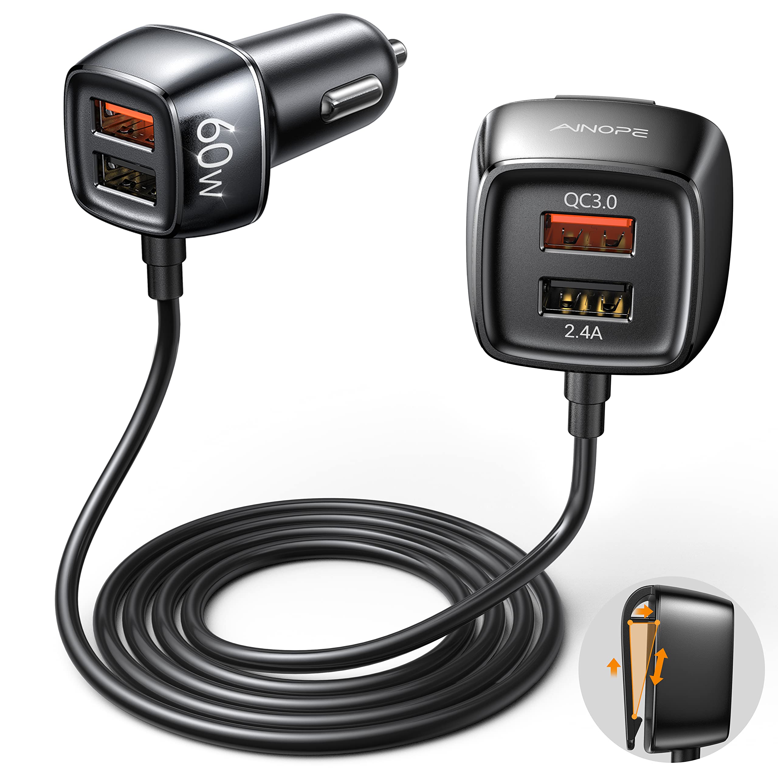 4-Port AINOPE 60W QC 3.0 Family Car Charger Adapter $10 + Free Shipping w/Prime or $25+