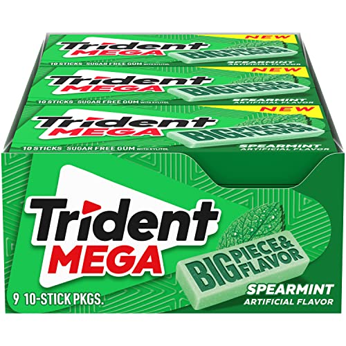 Amazon has Trident Mega Spearmint Sugar Free Gum, 9 Packs of 10 Pieces (90 Total Pieces) For $7.06 + Free Shipping