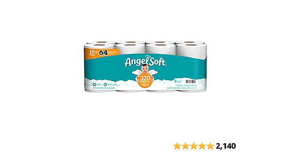 Angel Soft Toilet Paper, 16 Mega Rolls = 64 Regular Rolls, 2-Ply Bath Tissue - $9.99