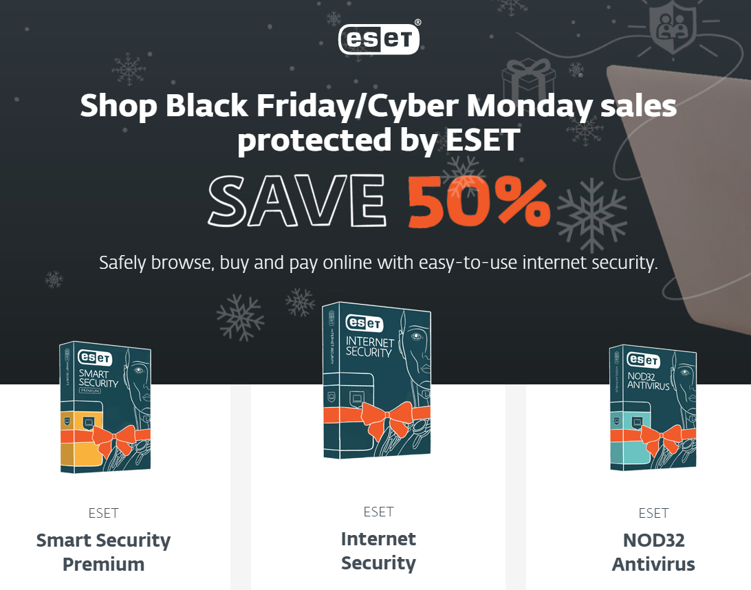 Black Friday Deal: 50% Off ESET NOD32, Internet Security, and Smart Security Premium $19.99