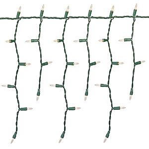 19 Holiday Time 300 Count Clear Icicle Lights with Green Wire