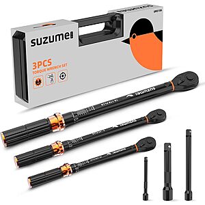 3-Piece SUZUME 72 Teeth Dual-Direction Torque Wrench Set (1/4