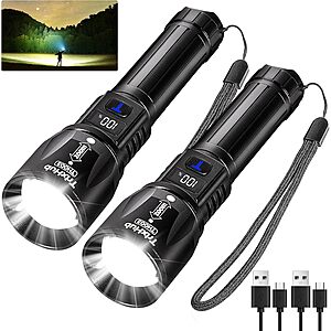 2-Pack TrixHub 9000-Lumens All-Weather USB-C Rechargeable Flashlight (Modern) $13 