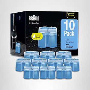 10-Pack Braun Clean & Renew Shaver Cleaner Solution Refill Cartridges 