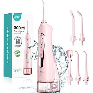 COSLUS 300ml Cordless Portable Rechargeable Water Flosser (Various Colors) from $7 