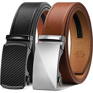 2-Pack Zitahli Men's Ratchet Leather Belts (34