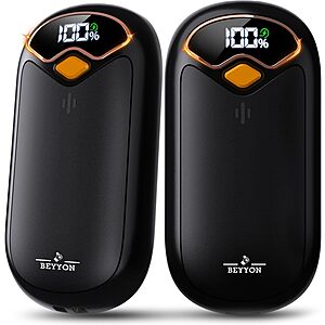 2-Pack BEYYON Electric Rechargeable Hand Warmers w/ 4 Heat Levels 