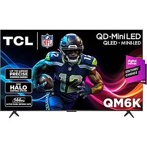 65" TCL QM6K QD-Mini LED 4K Smart Dolby Vision IQ 144Hz TV w/ Google TV + 10% Back w/ Prime Visa $497.99 + Free Shipping @ Amazon