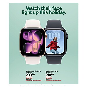 Apple Watch Series 11 Smartwatches from $299.99 @ Target **Starting Monday December 8th**